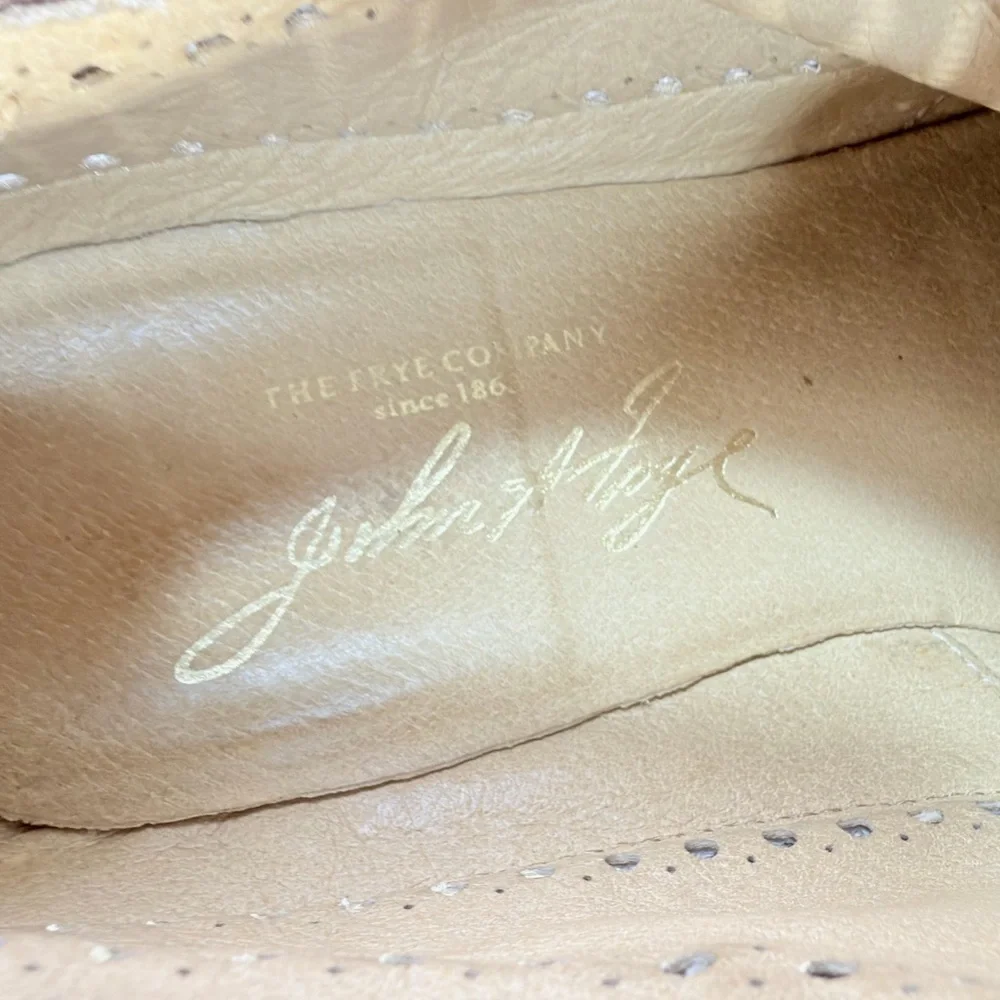 Frye John Addison Men’s Wingtip Oxford Dress Shoes Brown Canvas Leather Size 10